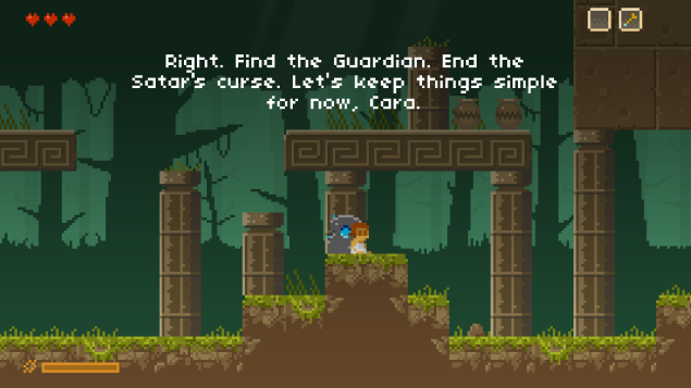 Comme cela se fait régulièrement maintenant, le jeu est accompagné d'une narration qui s'inscrit de façon scriptée à l'écran en fonction de la progression du personnage.